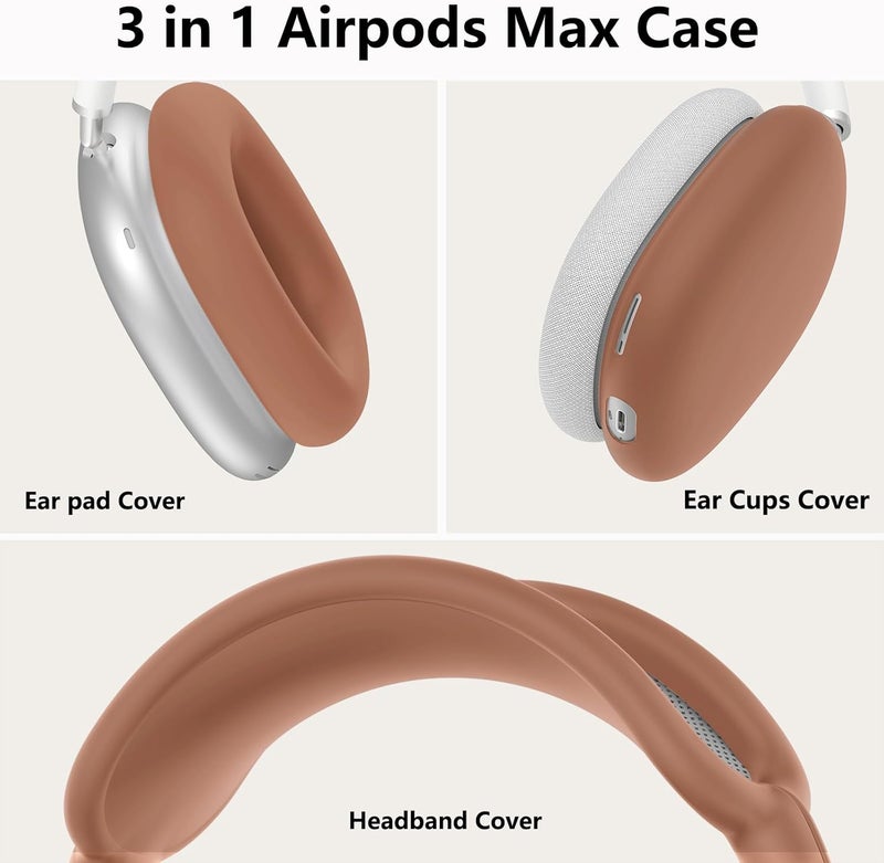 MINDRESY Silicone Case Cover for AirPods Max Headphones, Ear Pad Case Cover/Ear Cups Cover/Headband Cover for AirPods Max (USB-C/Lightning)(2024/2020),Accessories Silicone Protector for Apple AirPod Max, Dune - Image 4